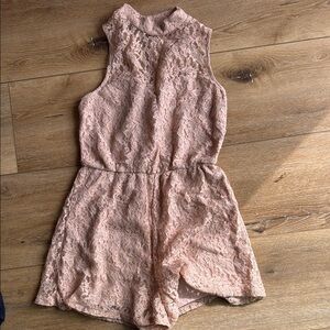Sleeveless Pink Lace Romper